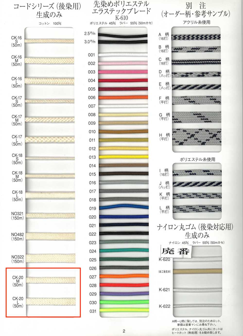 CK-20 Cordão De Algodão Para Tingimento Em Peça[Cabo De Fita] RIVER