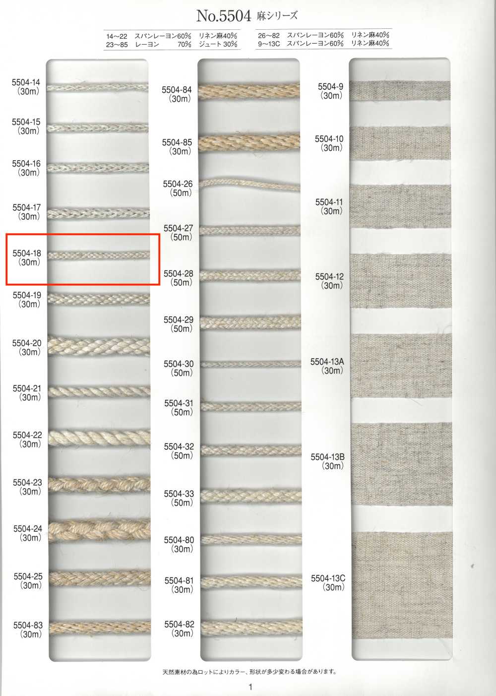 5504-18 Cordão Redondo De Oito Fios Da Série Linen[Cabo De Fita] RIVER