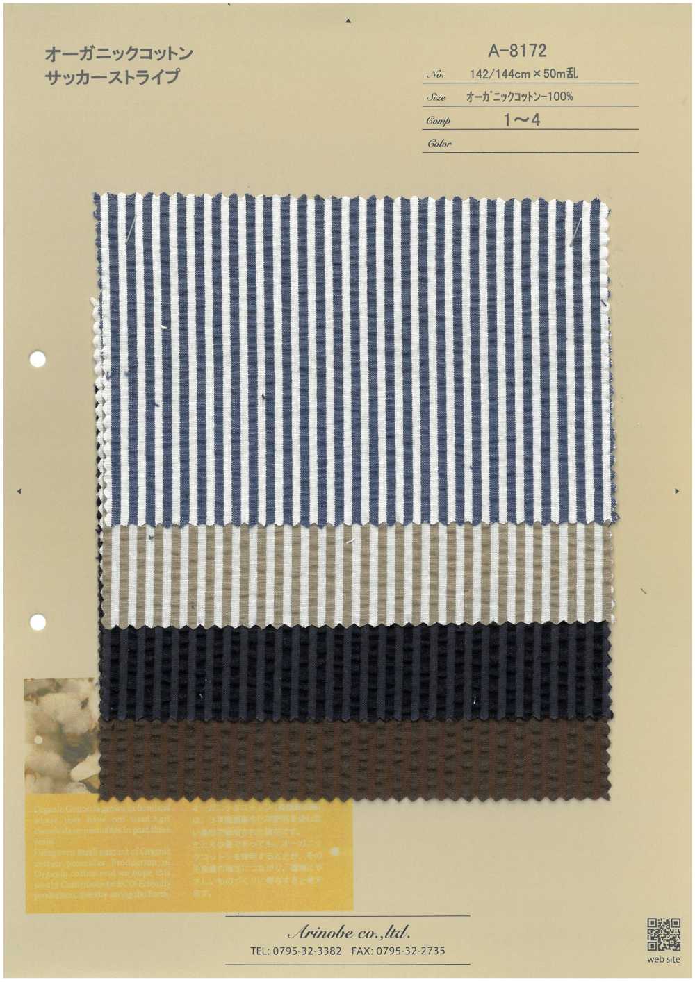 A-8172 Listras De Algodão Orgânico Seersucker[Têxtil / Tecido] ARINOBE