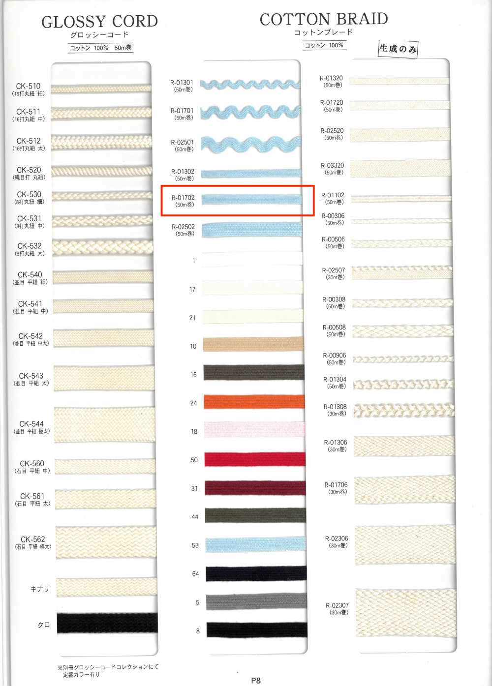 R-01702 Trança De Algodão[Cabo De Fita] RIVER