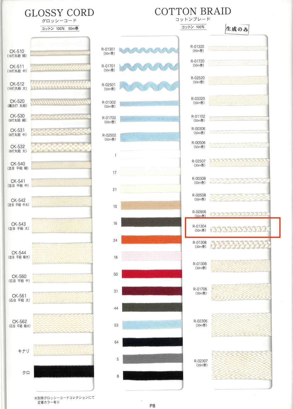 R-01304 Trança De Algodão[Cabo De Fita] RIVER