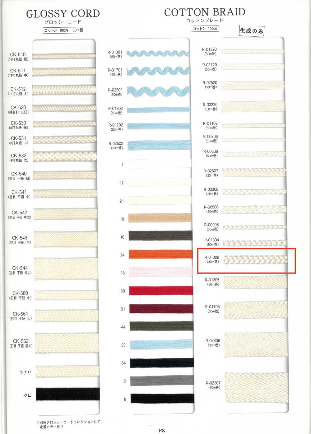 R-01308 Trança De Algodão[Cabo De Fita] RIVER
