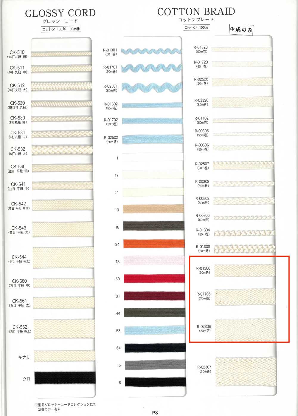 R-01306 Trança De Algodão[Cabo De Fita] RIVER