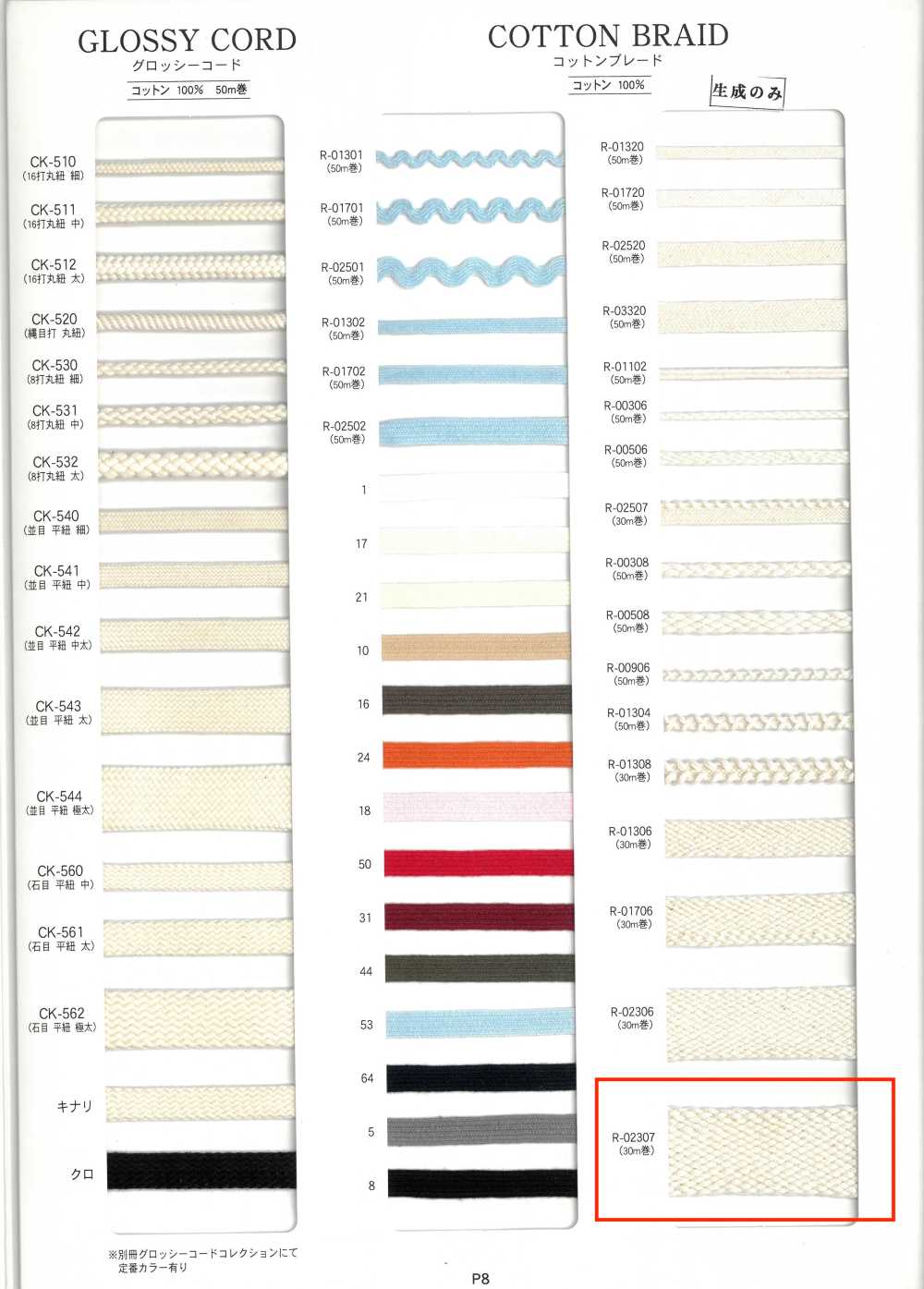 R-02307 Trança De Algodão[Cabo De Fita] RIVER