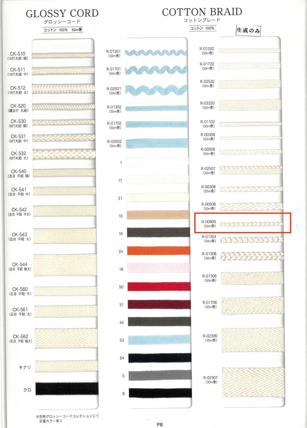 R-00906 Trança De Algodão[Cabo De Fita] RIVER