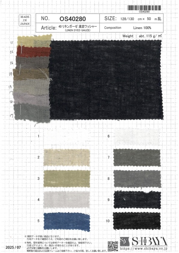 OS40280 Gaze De Linho 40, Acabamento Em Lavagem Líquida[Têxtil / Tecido] SHIBAYA ...