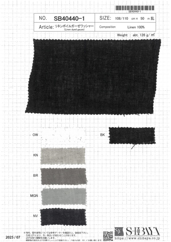 SB40440-1 Acabamento Lavado Em Gaze De Linho Voile[Têxtil / Tecido] SHIBAYA ...