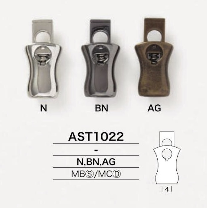 AST1022 Fecho tubular para cordão em latão com mola/fundido sob pressão[Fivelas e argolas] IRIS