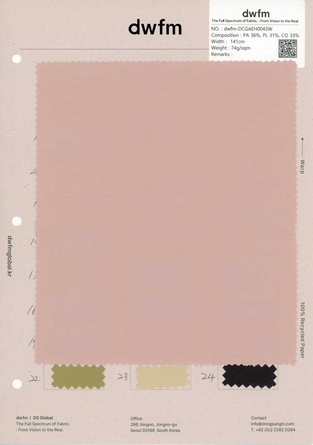 DWFM-DCGAEH0043W Voile De Algodão E Nylon Com Lavagem Enzimática[Têxtil / Tecido]