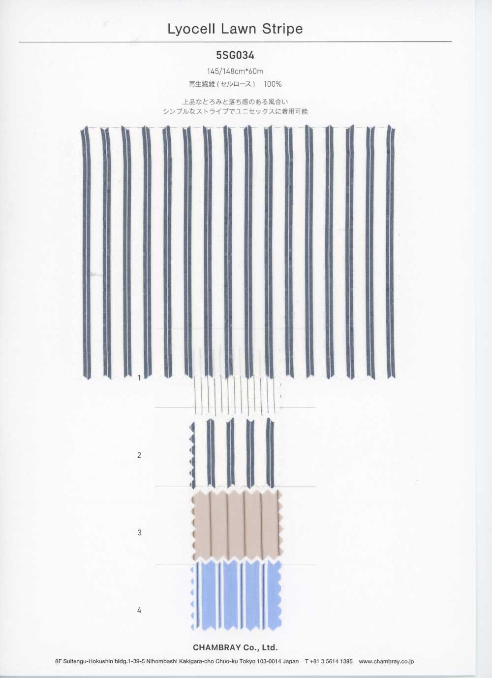 5SG034 Lawn De Lyocell Listrado[Têxtil / Tecido] Chambray