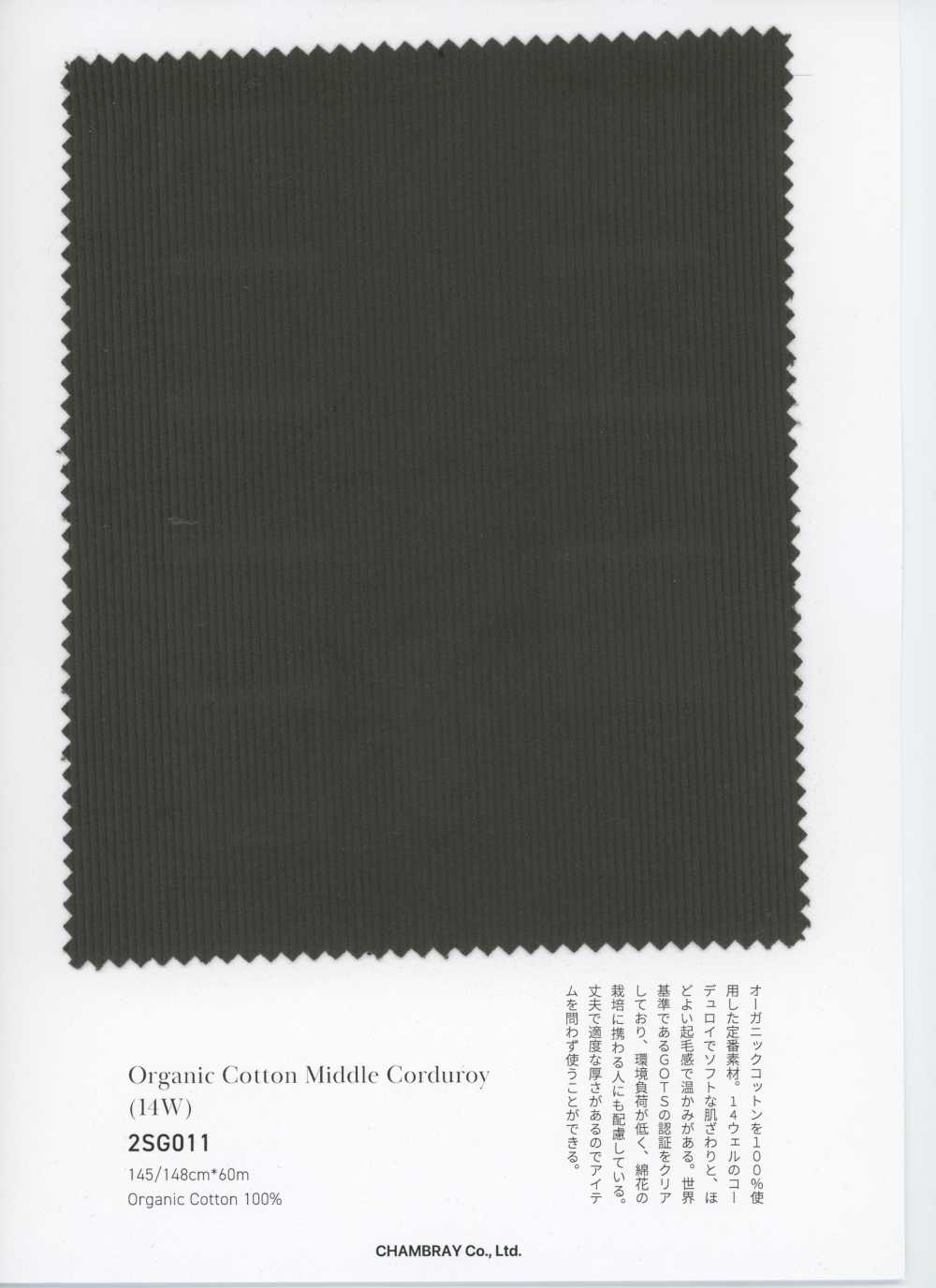 2SG011 Cotelê De Algodão Orgânico De Wale Médio (14W)[Têxtil / Tecido] Chambray