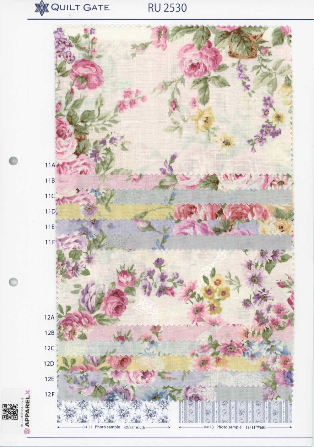 RU2530 RURU BOUQUET Estampa de guirlanda de rosas tecido de algodão (Rolo)[Têxteis / Tecidos] COSMO TEXTILE