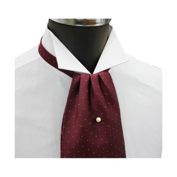 FAS-922 Gravata Ascot Vinho Tinto Com Pin Dots Brancos[Acessórios Formais] Yamamoto(EXCY)