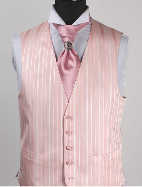 V-987PI Colete Formal Em Listras Jacquard De Seda Rosa[Acessórios Formais] Yamamoto(EXCY)