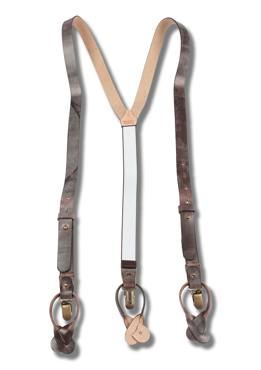 VAR-008-BR BRETELLE & BRACES Suspenders Leather Antique Brown[Acessórios formais] Bretelle & Aparelho Ortodôntico