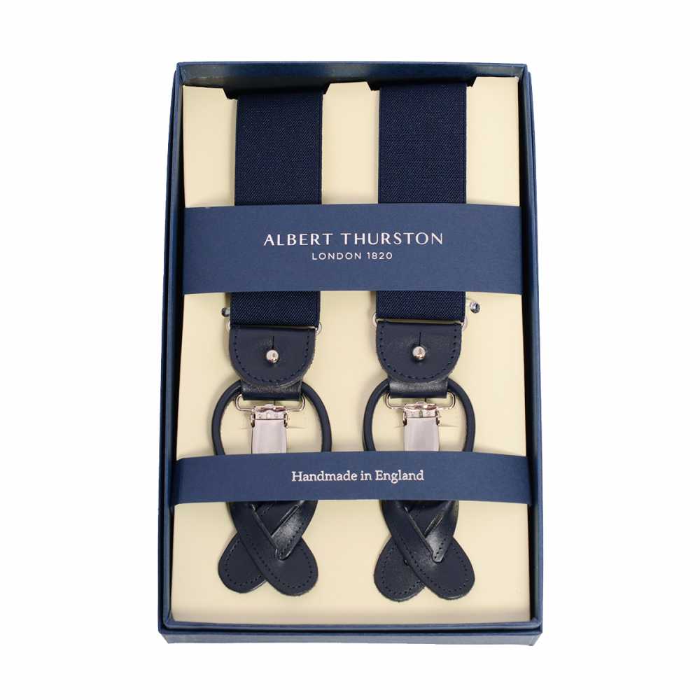 AT-NAVY-XL Suspensórios Albert Thurston Azul Marinho Sem Padrão 35MM Tamanho XL[Acessórios Formais] ALBERT THURSTON
