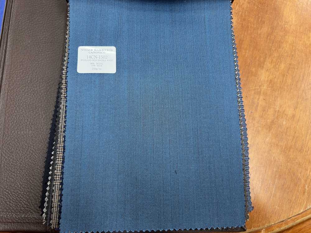 14CN-1502 CANONICO WOOL & SILK DOUBLE WARP Azul Espinha De Peixe[Têxtil] CANÔNICO