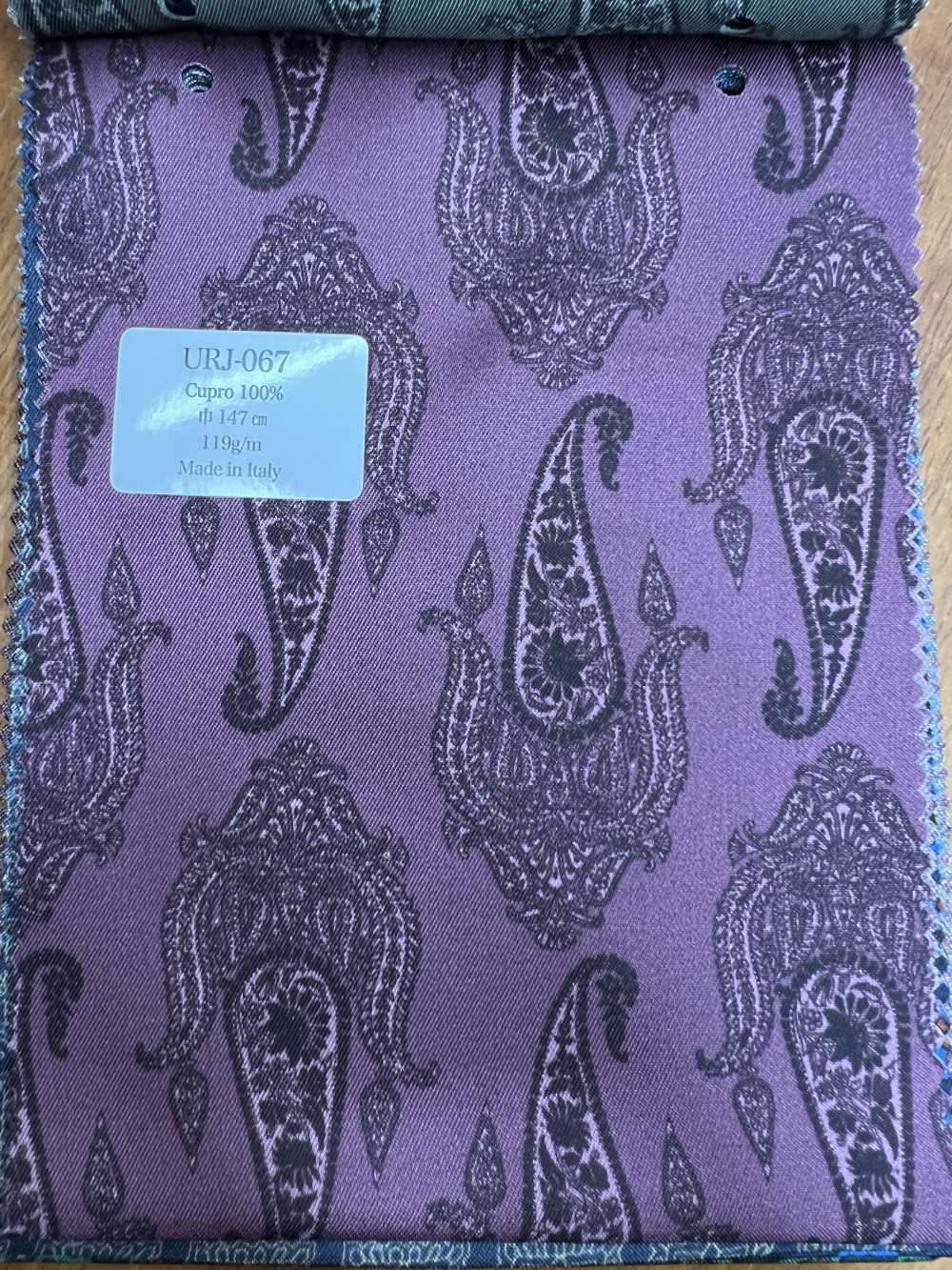 URJ-067 Fabricado Na Itália 100% Cupra Forro Estampado Grande Padrão Paisley Roxo Escuro[Resina] TCS