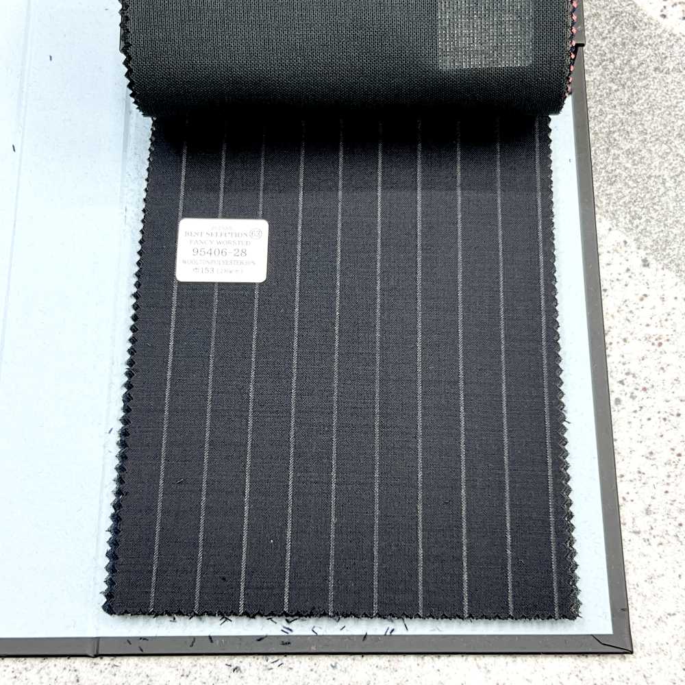 95406-28 25SS MELHOR SELEÇÃO [FANCY WORSTED] Fancy Worsted Dark Navy Chalk Stripe[Têxtil] Kunishima Co., Ltda.