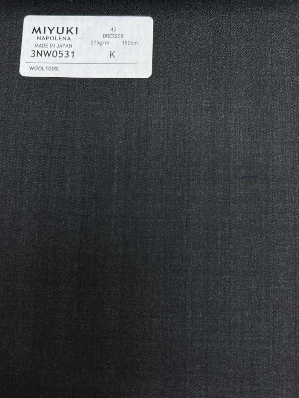 3NW0531 CÔMODA NAPOLENA 25AW (Cômoda Napoleão) Espinha De Peixe Cinza Céu Carvão[Têxtil] Fábricas De Lã Miyuki