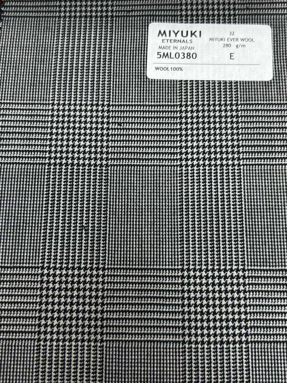 5ML0380 MIYUKI EVER WOOL Glen Check Cinza[Têxtil] Fábricas De Lã Miyuki