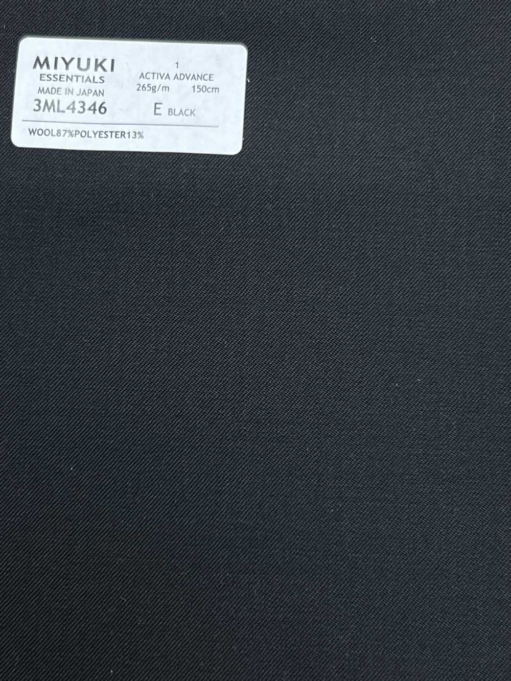 3ML4346 26SS Miyuki Textile MIYUKI ESSENTIALS ACTIVA ADVANCE Sem Estampa Preto[Têxtil] Fábricas De Lã Miyuki