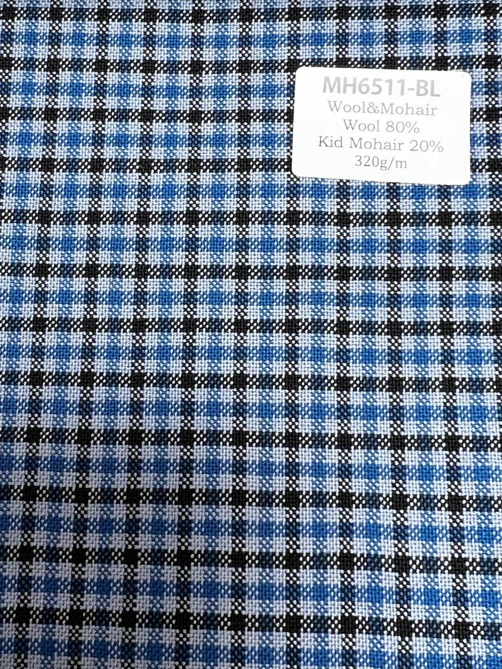 MH6511-BL Lã Japonesa Padrão Com Mohair Penteada (Estilo Tonic), Xadrez Azul[Têxtil]