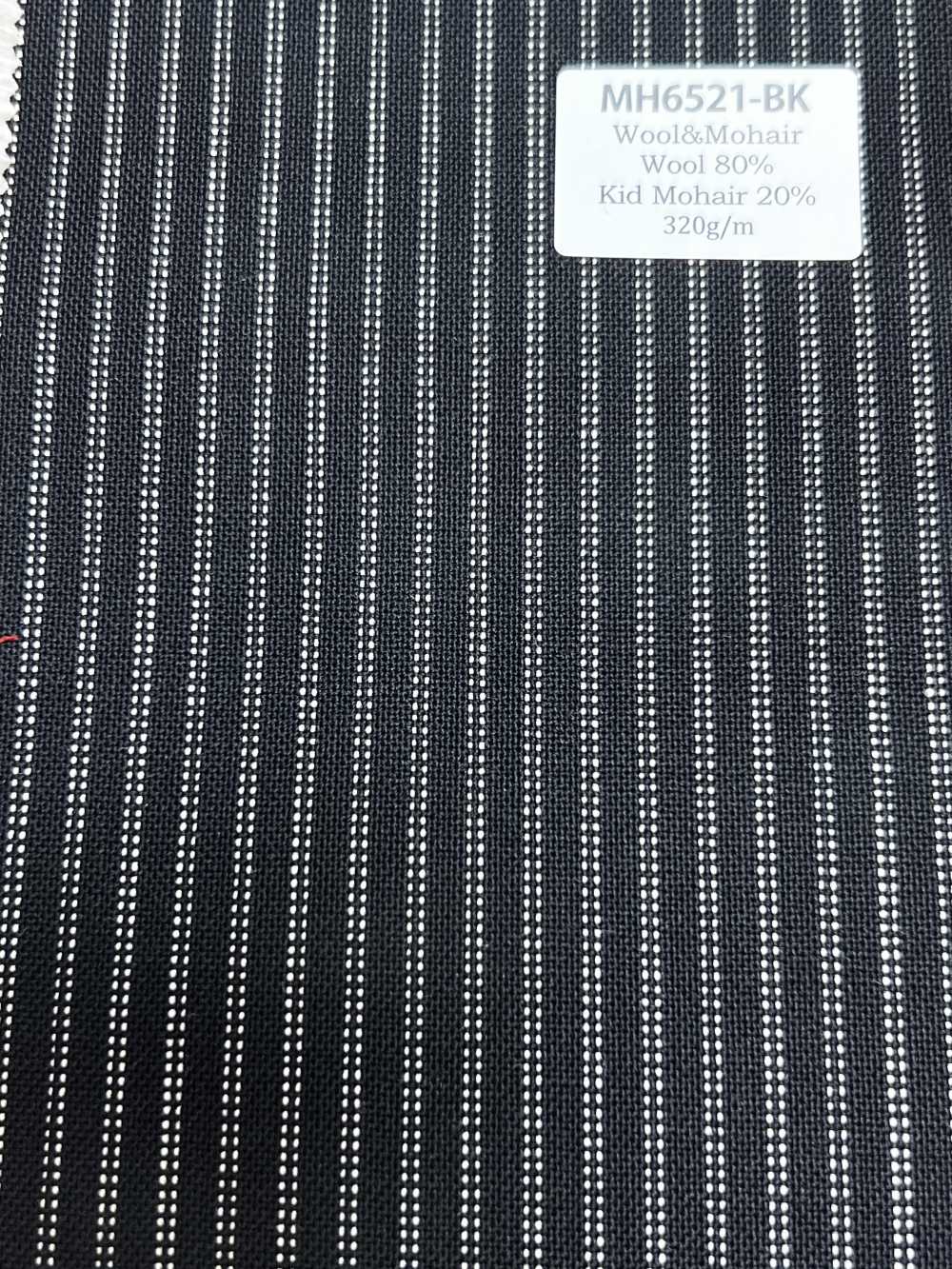 MH6521-BK Lã Japonesa Padrão Com Mohair, Lã Penteada (Estilo Tonic), Listrada Preta[Têxtil]