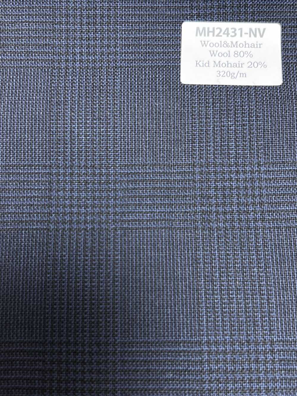 MH2431-NV Lã Japonesa Padrão Penteada Com Lã De Cabra-moura (Estilo Tonic), Xadrez Azul-marinho[Têxtil]