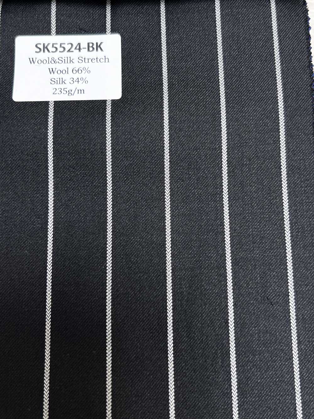 SK5524-BK Listrado Preto Padrão Japonês De Lã E Seda Com Elasticidade[Têxtil]