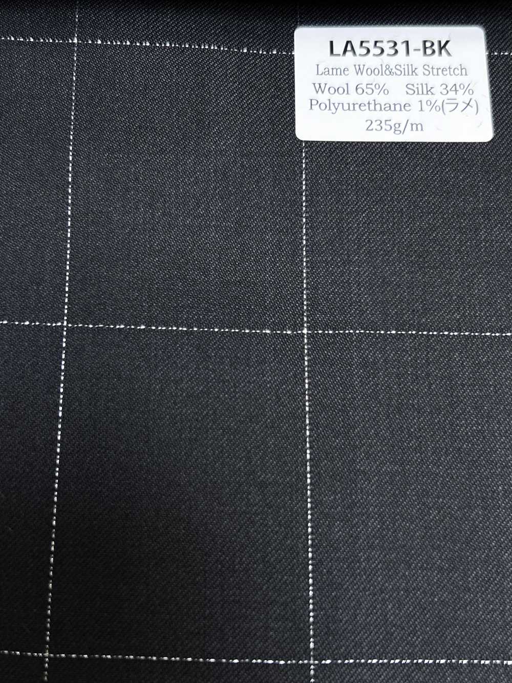 LA5531-BK Clássico xadrez preto em lã elástica com lamê de seda, fabricado no Japão[Têxtil] HOSOI SYOJI
