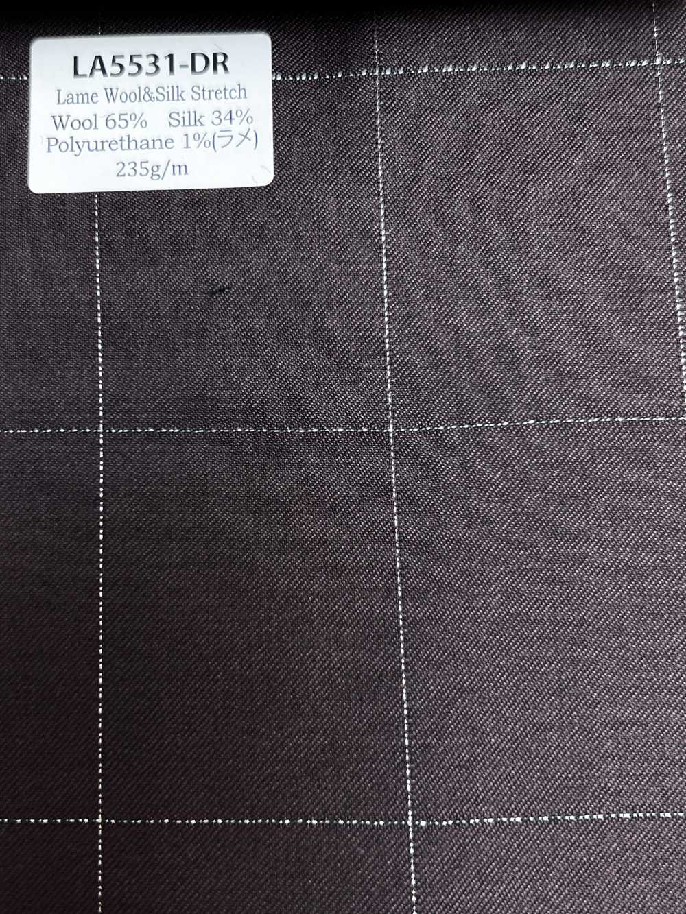 LA5531-DR Xadrez elástico de lã, lamê de seda japonês padrão, vermelho escuro[Têxtil] HOSOI SYOJI