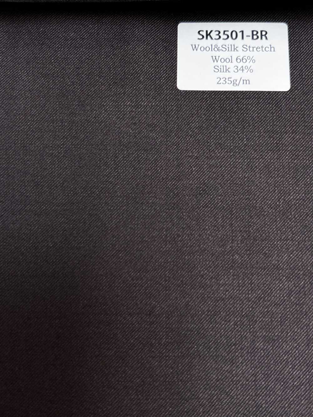 SK3501-BR Tecido elástico padrão de seda e lã fabricado no Japão, marrom[Têxtil]
