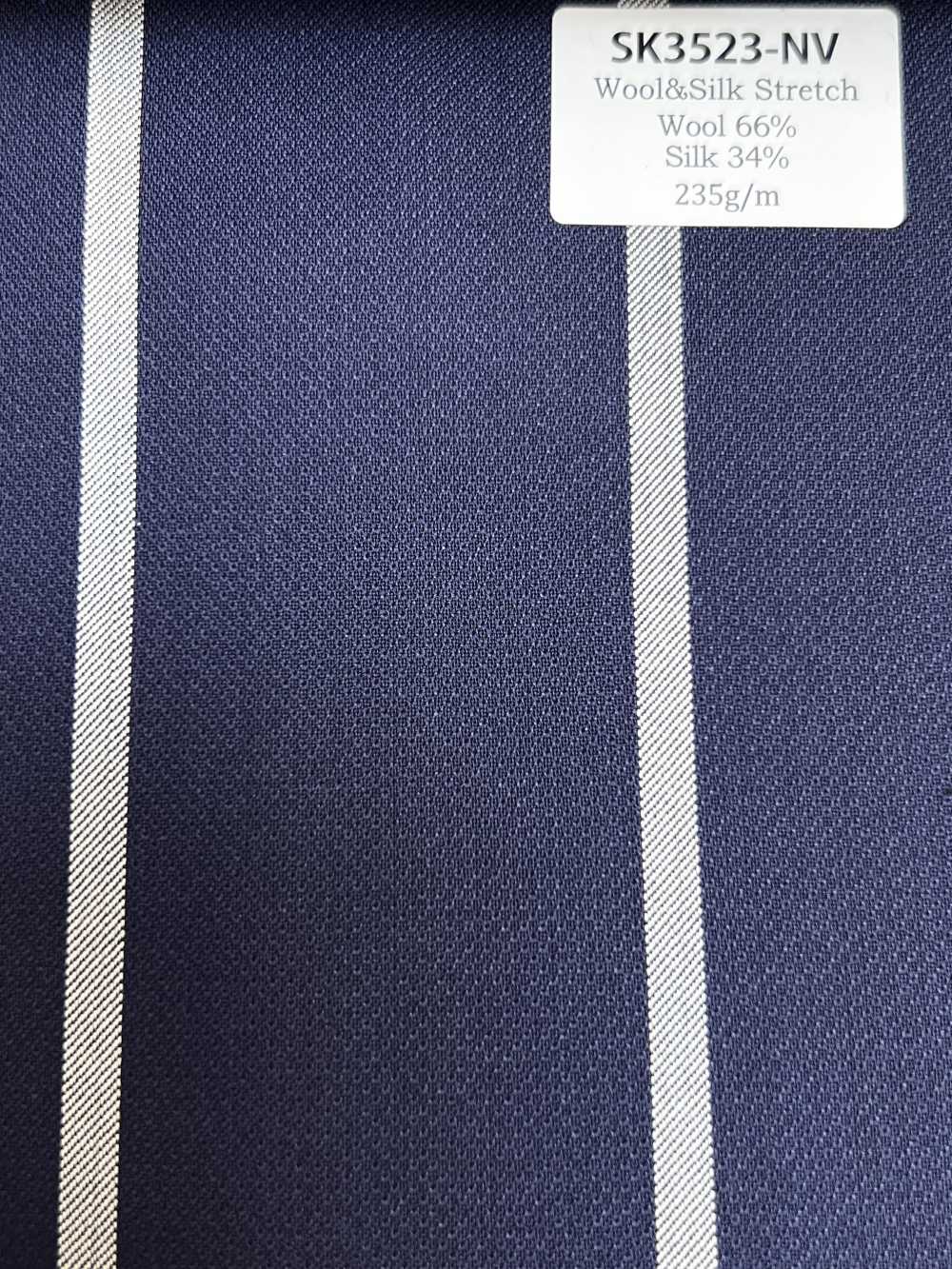 SK3523-NV Listra clássica elástica de seda e lã, fabricada no Japão, azul-marinho[Têxtil]