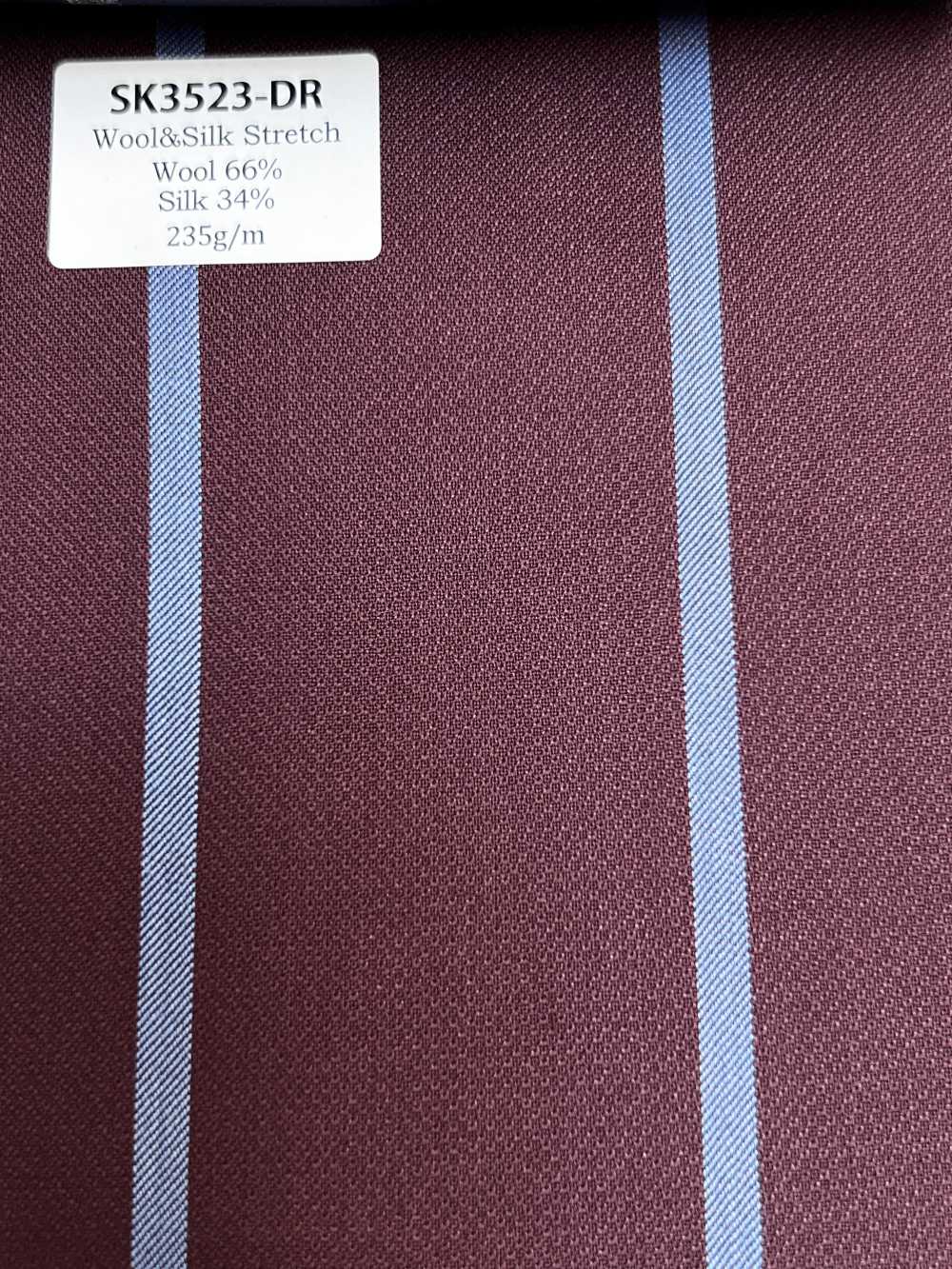 SK3523-DR Padrão listrado elástico de seda e lã, fabricado no Japão, vermelho escuro[Têxtil]