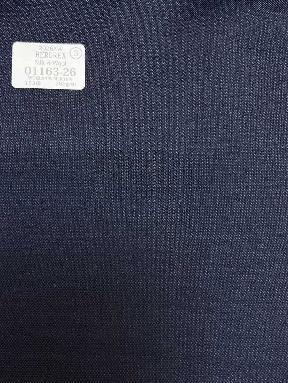 01163-26 26AW HERDREX [Seda e lã] Seda e lã azul-marinho liso[Têxtil] Kunishima Co., Ltda.