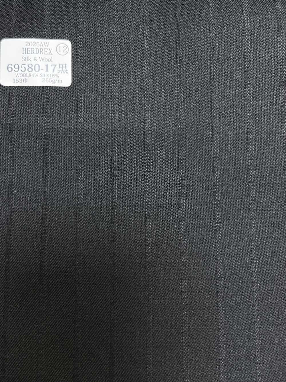 69580-17 26AW HERDREX [Seda E Lã] Seda E Lã Com Listras Sombreadas Pretas[Têxtil] Kunishima Co., Ltda.