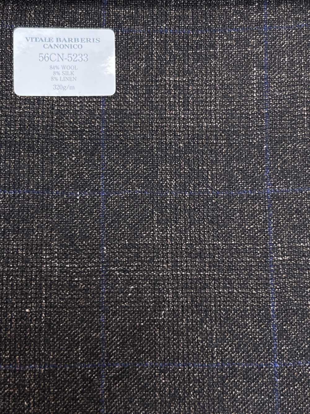 56CN5233 CANONICO Tecido de alfaiataria fantasia em lã, seda e linho Xadrez janela marrom/azul[Têxtil] CANÔNICO