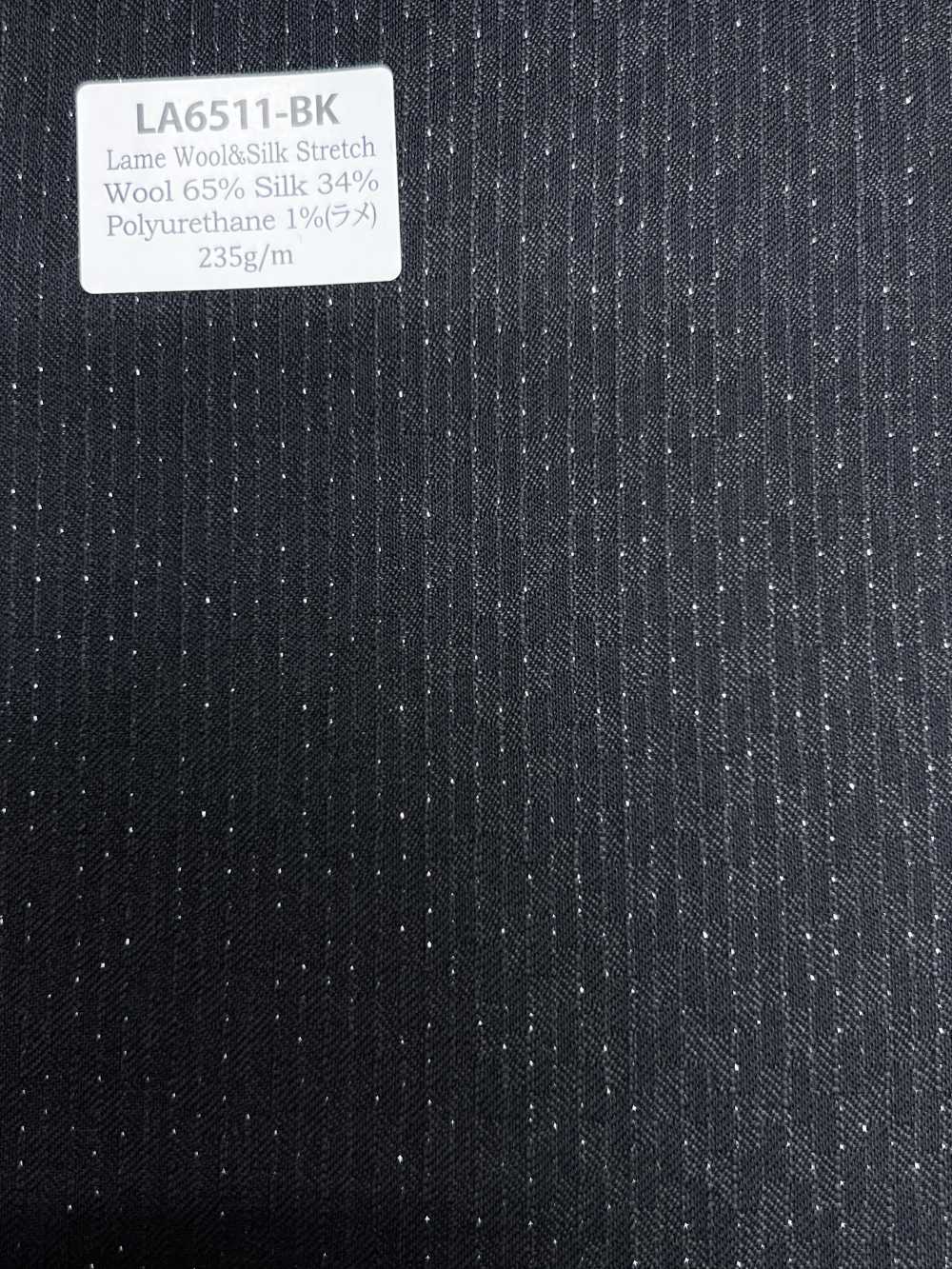LA6511-BK Lã elástica em lamé de seda, listras pretas, fabricado no Japão[Têxtil] HOSOI SYOJI
