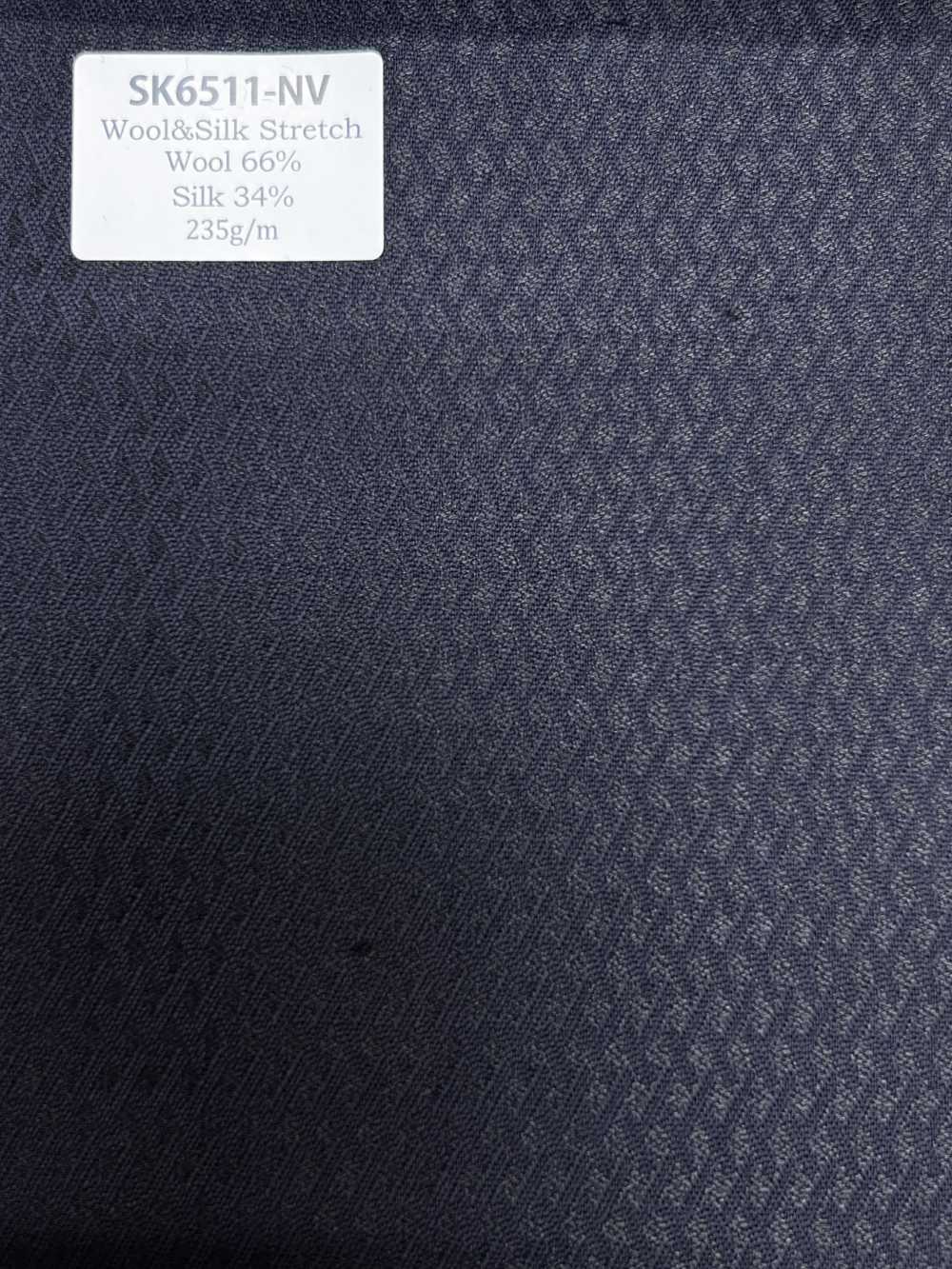 SK6511-NV Fabricado no Japão Seda Lã Stretch Azul-marinho com padrão de losangos[Têxtil] HOSOI SYOJI