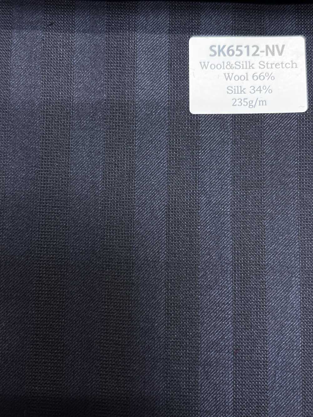 SK6512-NV Listrado azul-marinho em seda e lã stretch, fabricado no Japão[Têxtil] HOSOI SYOJI