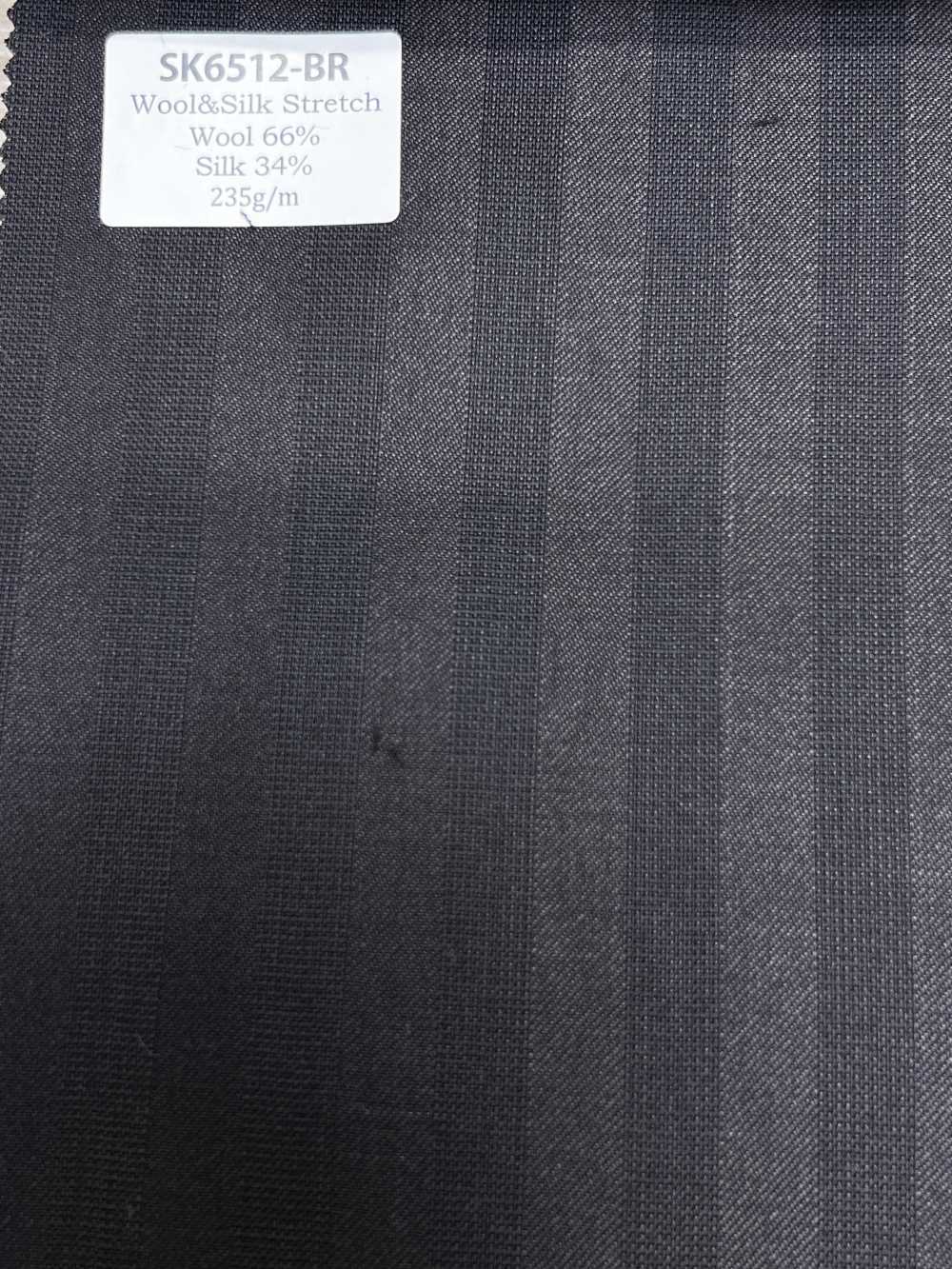 SK6512-BR Listrado marrom elástico de seda e lã fabricado no Japão[Têxtil] HOSOI SYOJI