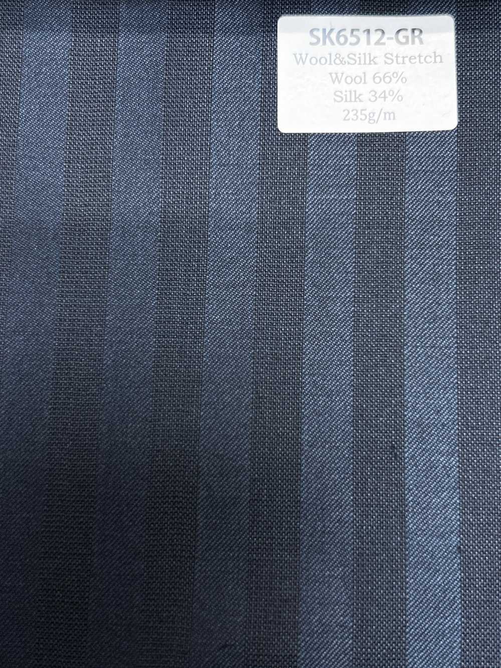 SK6512-GR Listrado marrom elástico de seda e lã fabricado no Japão[Têxtil] HOSOI SYOJI