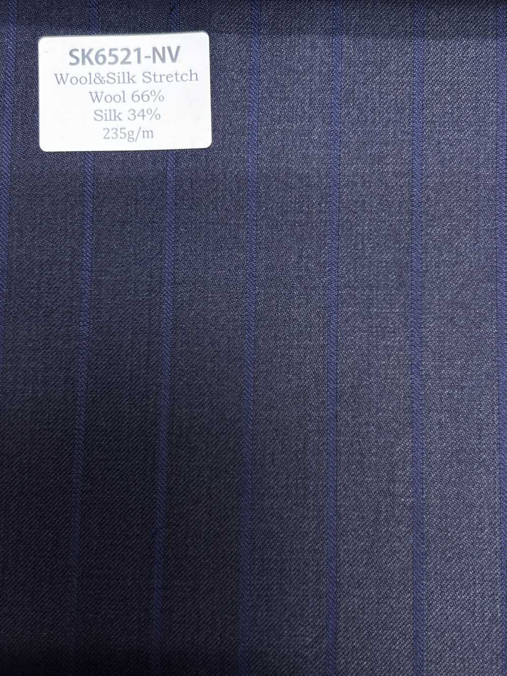 SK6521-NV Listrado marrom elástico de seda e lã fabricado no Japão[Têxtil] HOSOI SYOJI