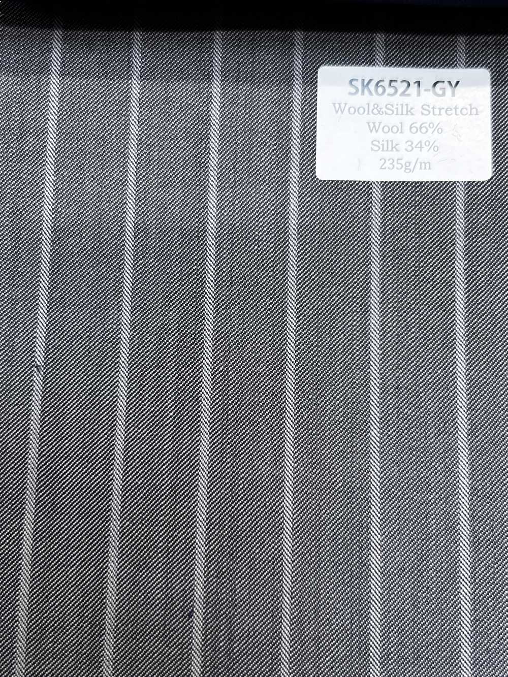 SK6521-GY Listrado cinza elástico de seda e lã, fabricado no Japão[Têxtil] HOSOI SYOJI