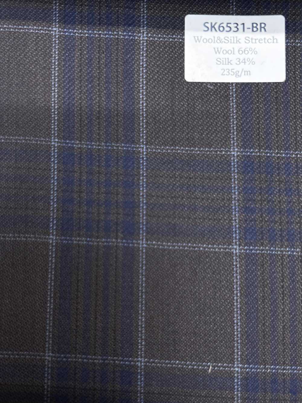 SK6531-BR Xadrez marrom elástico de seda e lã, fabricado no Japão[Têxtil] HOSOI SYOJI