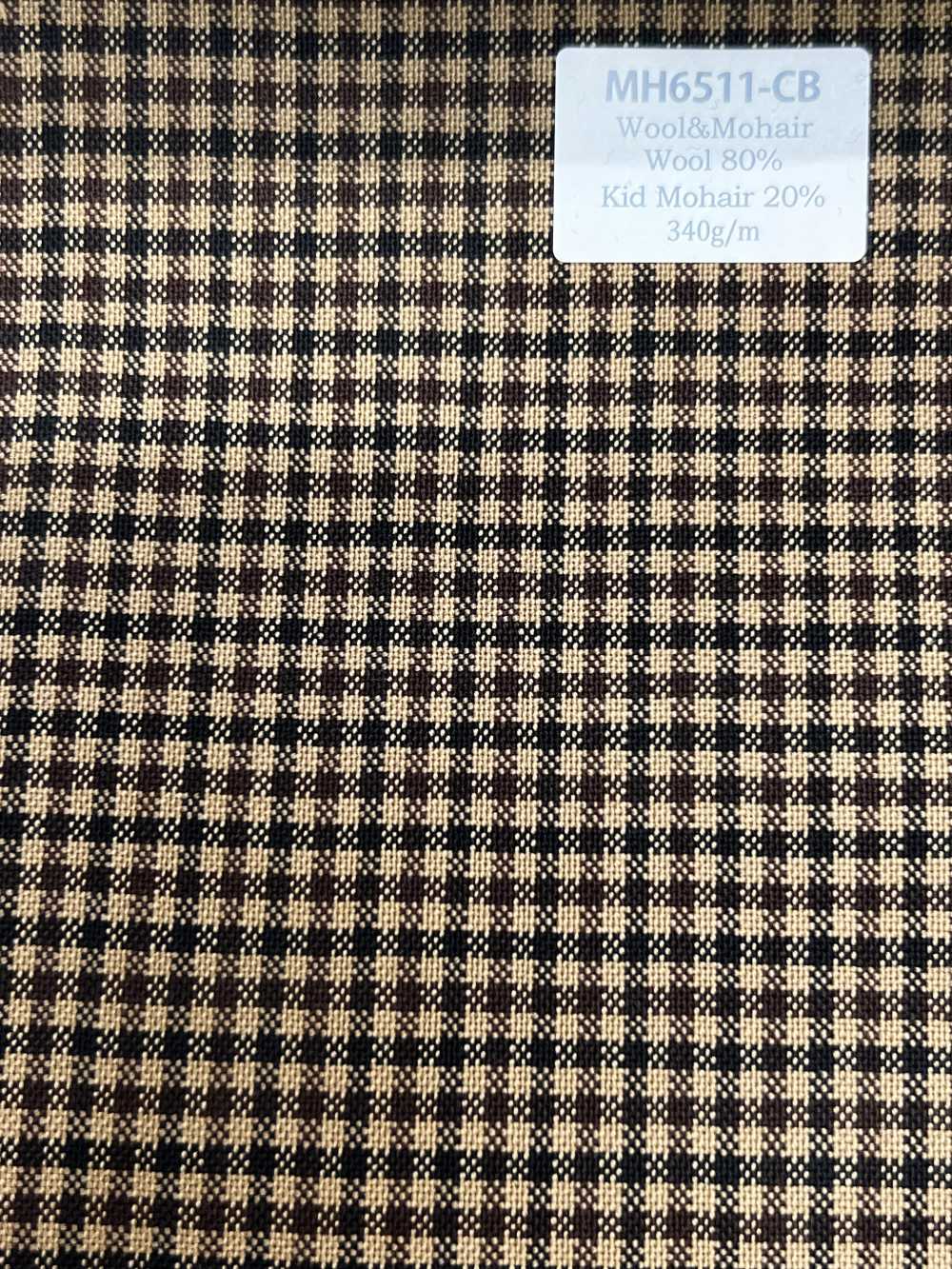 MH6511-CB Tecido penteado de lã e mohair, fabricado no Japão, estilo Tonic, xadrez marrom camelo[Têxtil] HOSOI SYOJI