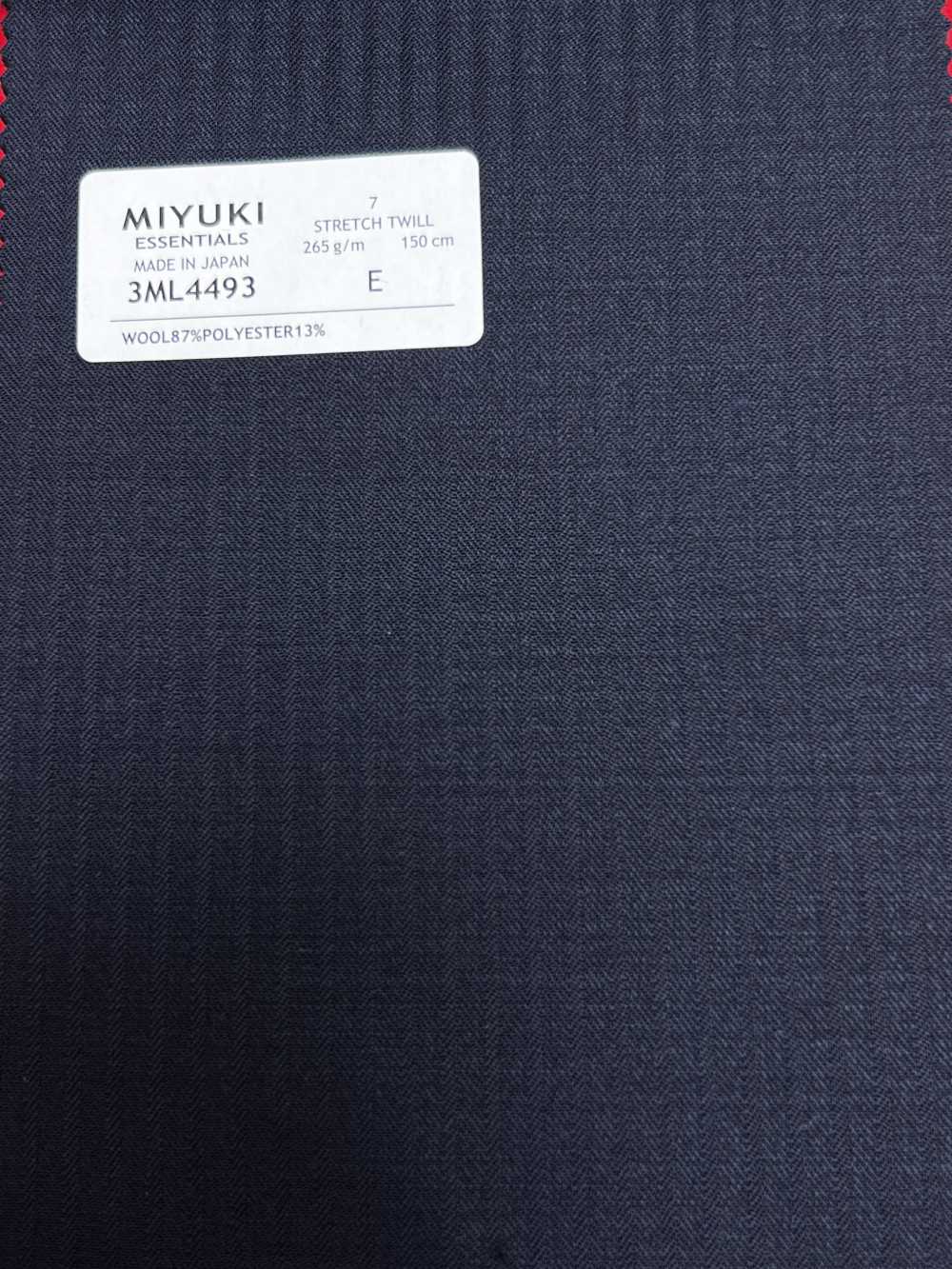 3ML4493 26AW MIYUKI Tecido ESSENTIALS Sarja Elástica Listrada Azul-Marinho[Têxtil] Fábricas De Lã Miyuki