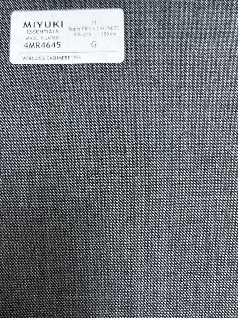 4MR4645 26AW Super100's × Caxemira Cinza Médio Sem Padrão[Têxtil] Fábricas De Lã Miyuki