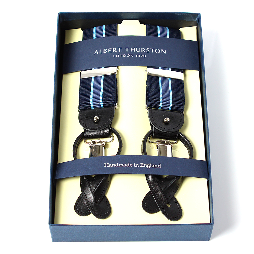 AT-2266-NV Suspensórios Albert Thurston Listrado 35MM Azul Marinho[Acessórios Formais] ALBERT THURSTON